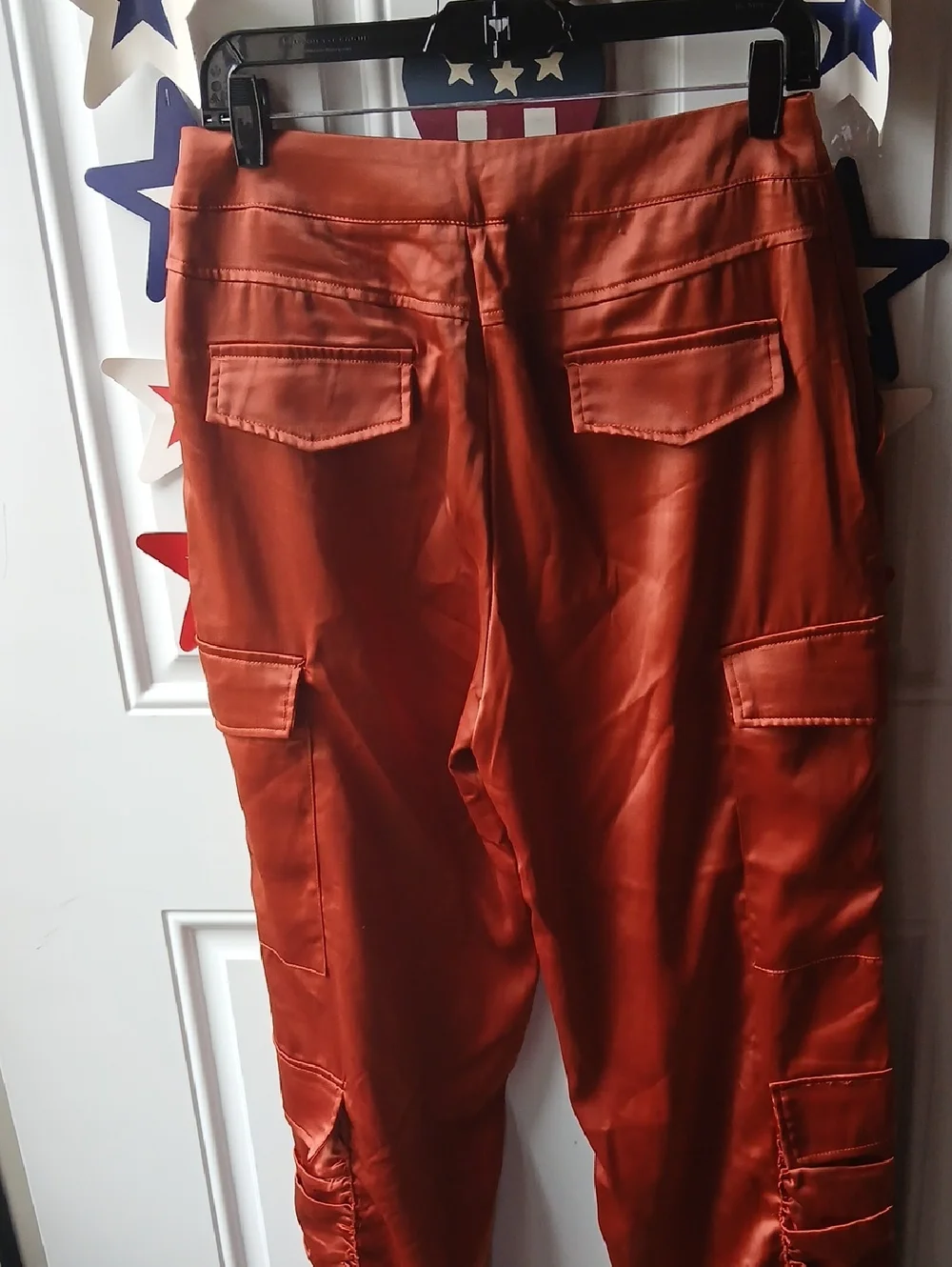 Women's Satin Matching Set Top And Pants in Rust - Picture 8 of 8